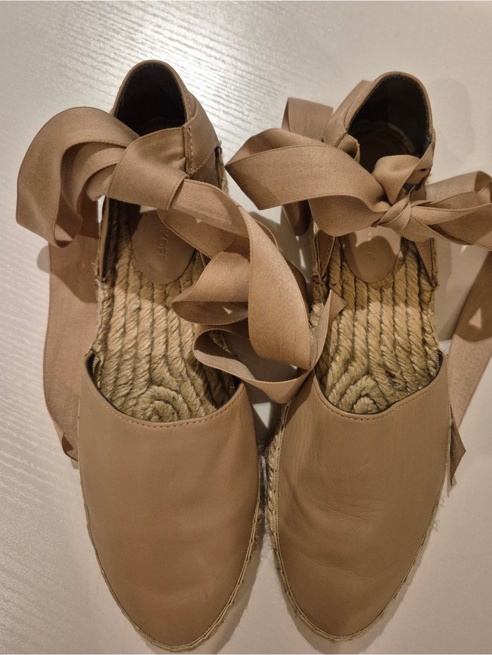 Rebecca Minkoff Beige Ankle-Tie Espadrille Flats Worn 1x LOVE THESE 🩷! - Picture 3 of 10